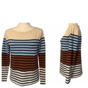 J. Crew Boat Neck Striped Long Sleeve Striped Top